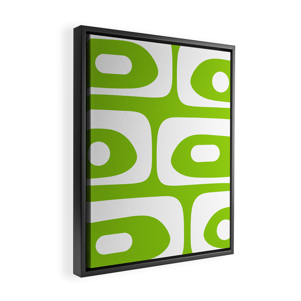 Lime Green Mid Century Modern Piquet Abstract Pattern with White Framed Canvas Print Gallery Image 2