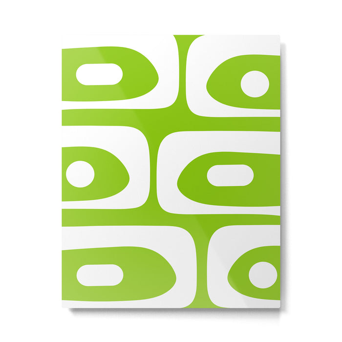 Lime Green Mid Century Modern Piquet Abstract Pattern with White Metal Print Gallery Image 1