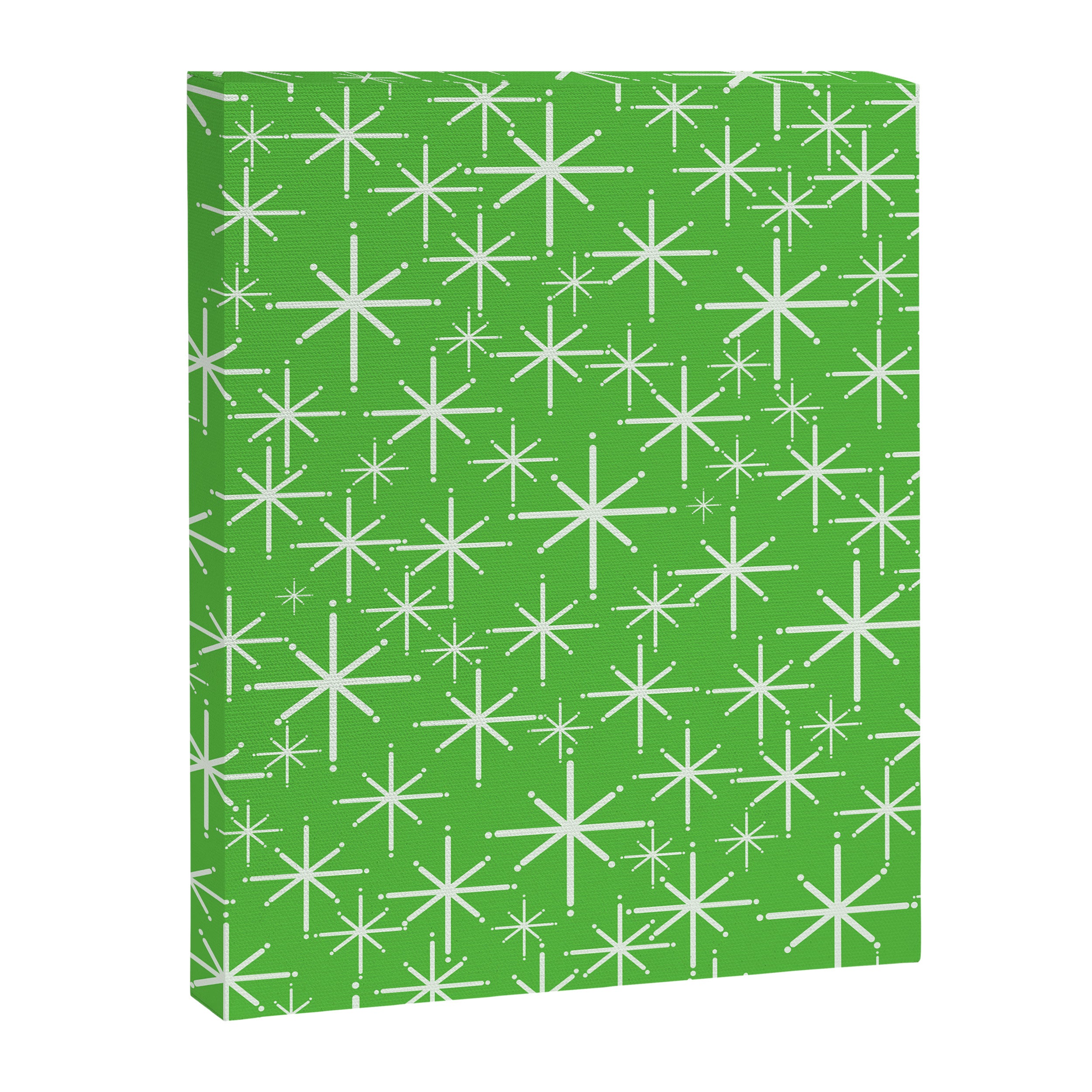 Lime Green Mid Century Modern Twinkling Stars Retro Atomic Pattern Canvas Print Gallery Image 8