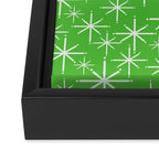 Lime Green Mid Century Modern Twinkling Stars Retro Atomic Pattern Framed Canvas Print Gallery Image 3