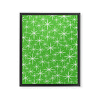 Lime Green Mid Century Modern Twinkling Stars Retro Atomic Pattern Framed Canvas Print Gallery Image 8