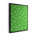 Lime Green Mid Century Modern Twinkling Stars Retro Atomic Pattern Framed Canvas Print Gallery Image 2