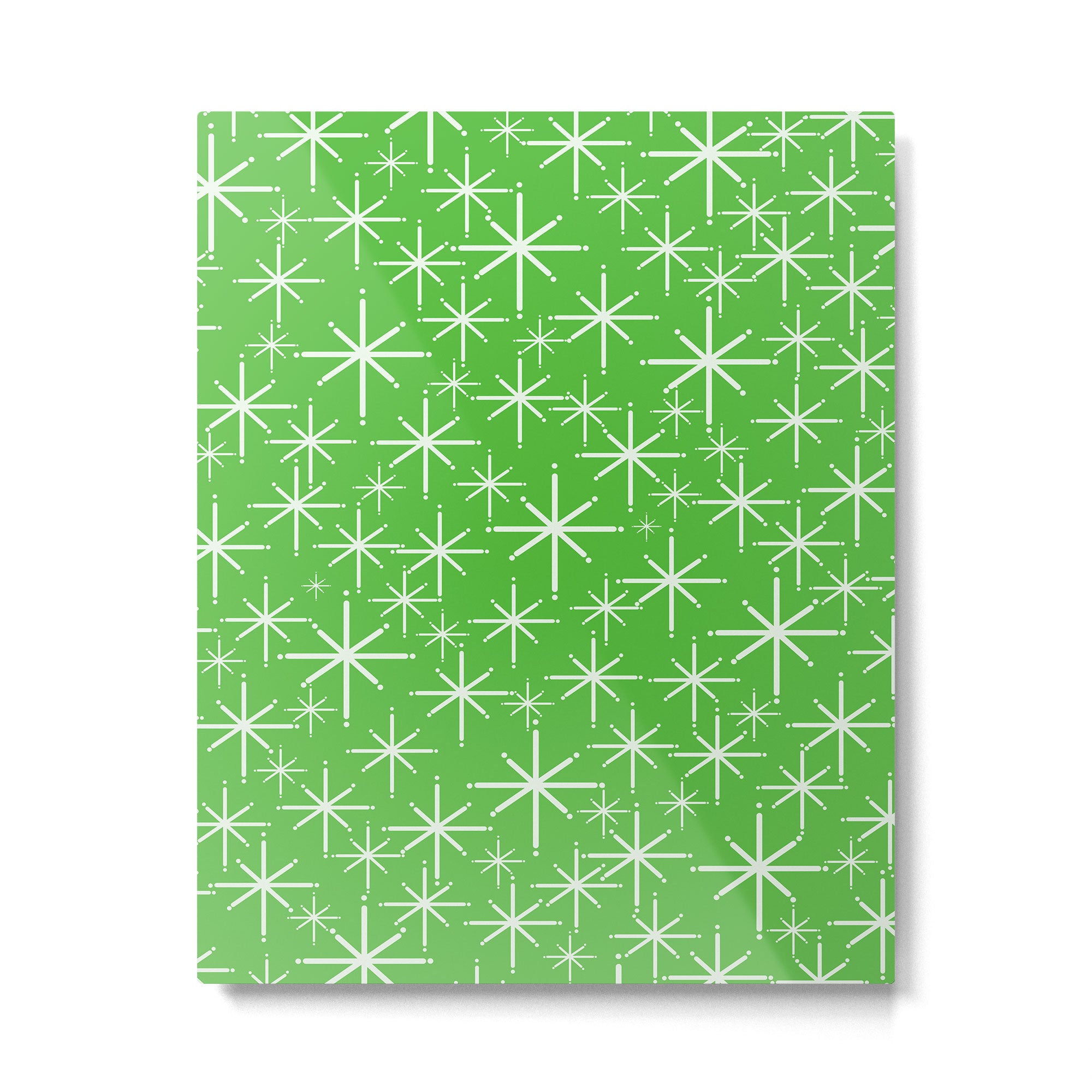 Lime Green Mid Century Modern Twinkling Stars Retro Atomic Pattern Metal Print Gallery Image 6