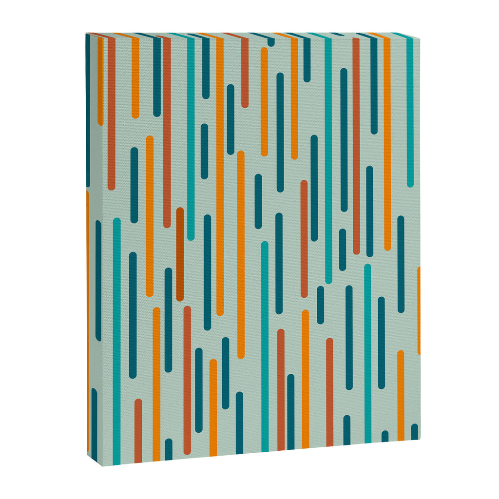Line Dance Pattern in Turquoise Teal Orange Aqua Canvas Print Gallery Image 8