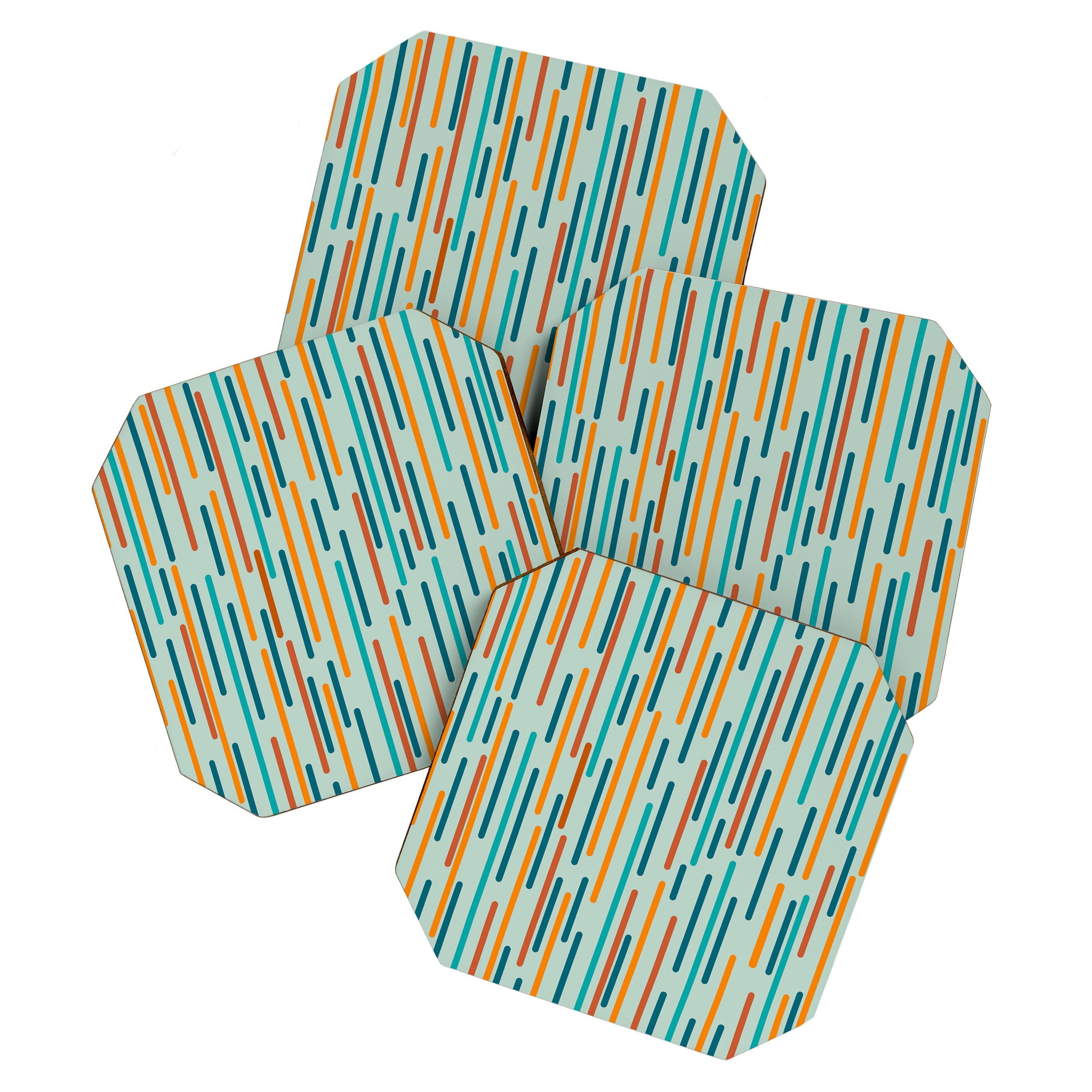 Line Dance Pattern in Turquoise Teal Orange Aqua Coaster Gallery Image 1