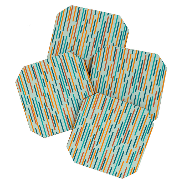 Line Dance Pattern in Turquoise Teal Orange Aqua Coaster Gallery Image 1