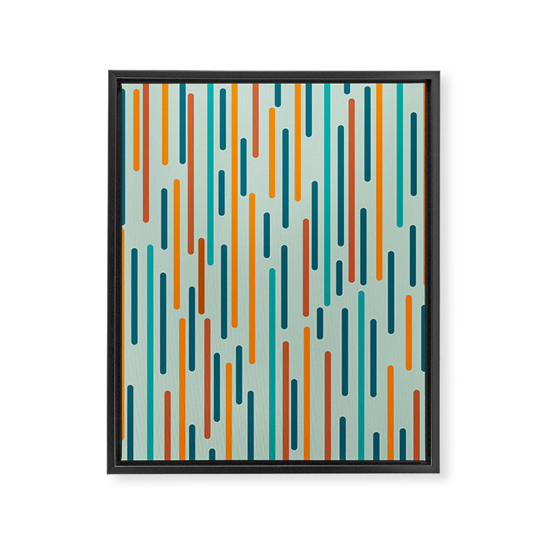 Line Dance Pattern in Turquoise Teal Orange Aqua Framed Canvas Print Gallery Image 8