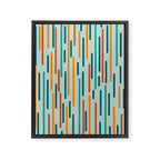 Line Dance Pattern in Turquoise Teal Orange Aqua Framed Canvas Print Gallery Image 8