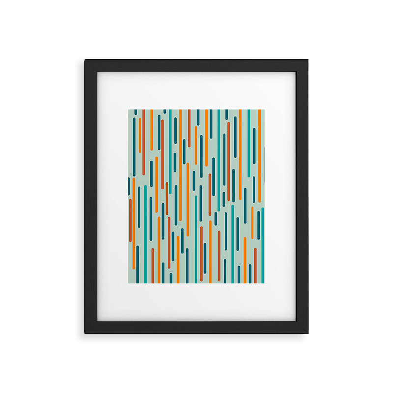 Line Dance Pattern in Turquoise Teal Orange Aqua Framed Art Print Gallery Image 6