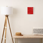 Line Waves in Bright Red and White - Minimalist Abstract Pattern Canvas Print Gallery Image 2