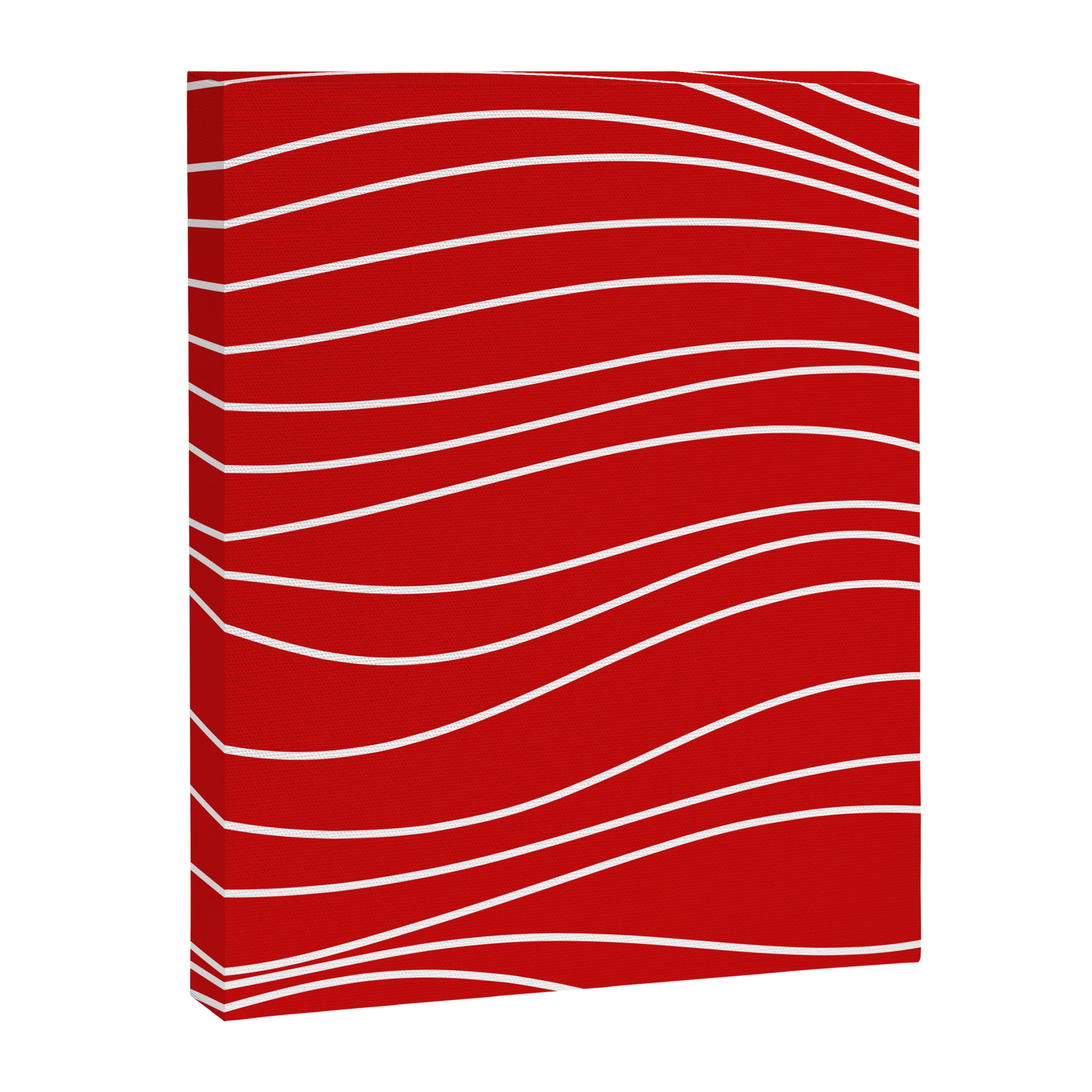 Line Waves in Bright Red and White - Minimalist Abstract Pattern Canvas Print Gallery Image 6
