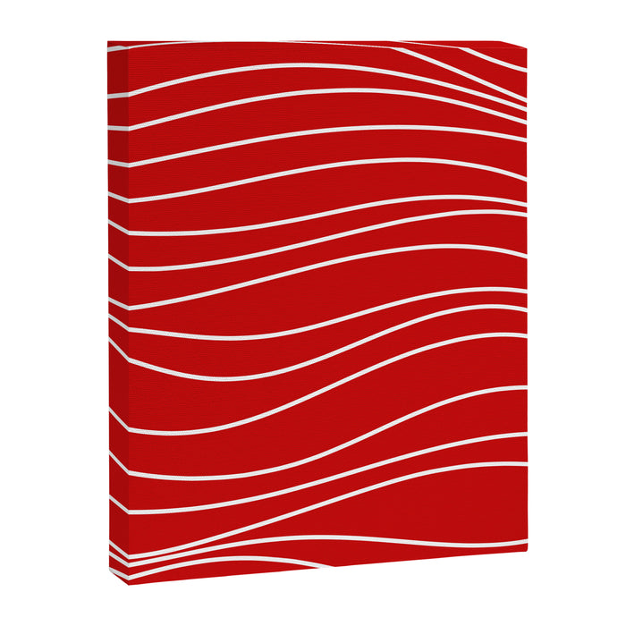 Line Waves in Bright Red and White - Minimalist Abstract Pattern Canvas Print Gallery Image 1
