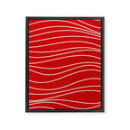 Line Waves in Bright Red and White - Minimalist Abstract Pattern Framed Canvas Print Gallery Image 6