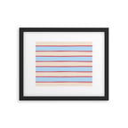 Lined Stripes Pattern in Cottage Light Blue, Red, and Cream Beige Framed Art Print Gallery Image 5