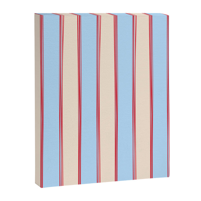 Lined Stripes Vertical Pattern in Cottage Light Blue, Red, and Cream Beige Canvas Print Gallery Image 1