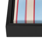Lined Stripes Vertical Pattern in Cottage Light Blue, Red, and Cream Beige Framed Canvas Print Gallery Image 3