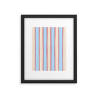 Lined Stripes Vertical Pattern in Cottage Light Blue, Red, and Cream Beige Framed Art Print Gallery Image 5