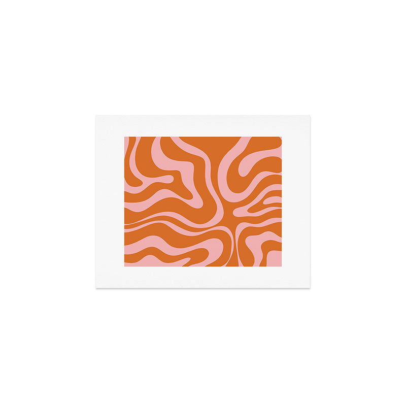 Liquid Candy Retro Swirl Abstract Pattern in Orange and Pink Art Print Gallery Image 1