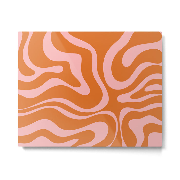 Liquid Candy Retro Swirl Abstract Pattern in Orange and Pink Metal Print Gallery Image 1