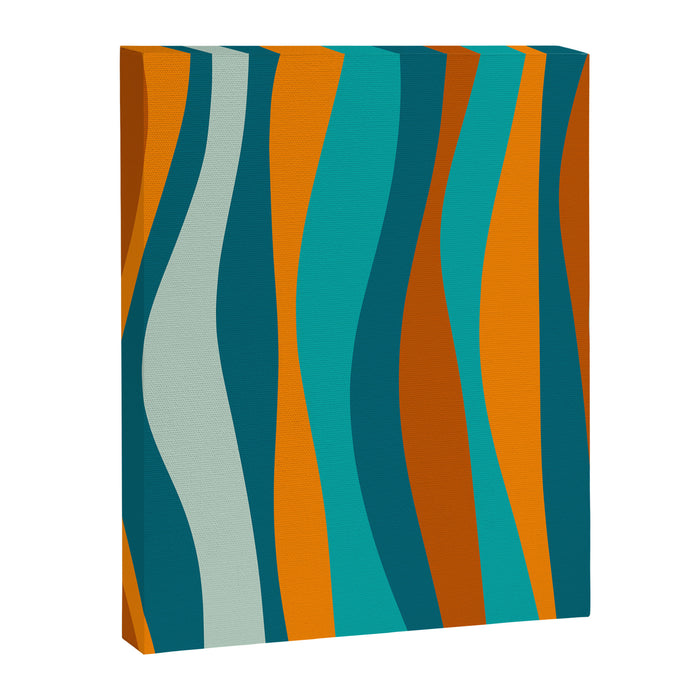 Liquid Stripes in Rust Orange Aqua Turquoise Teal  Canvas Print Gallery Image 1