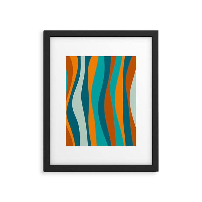 Liquid Stripes in Rust Orange Aqua Turquoise Teal  Framed Art Print Gallery Image 1