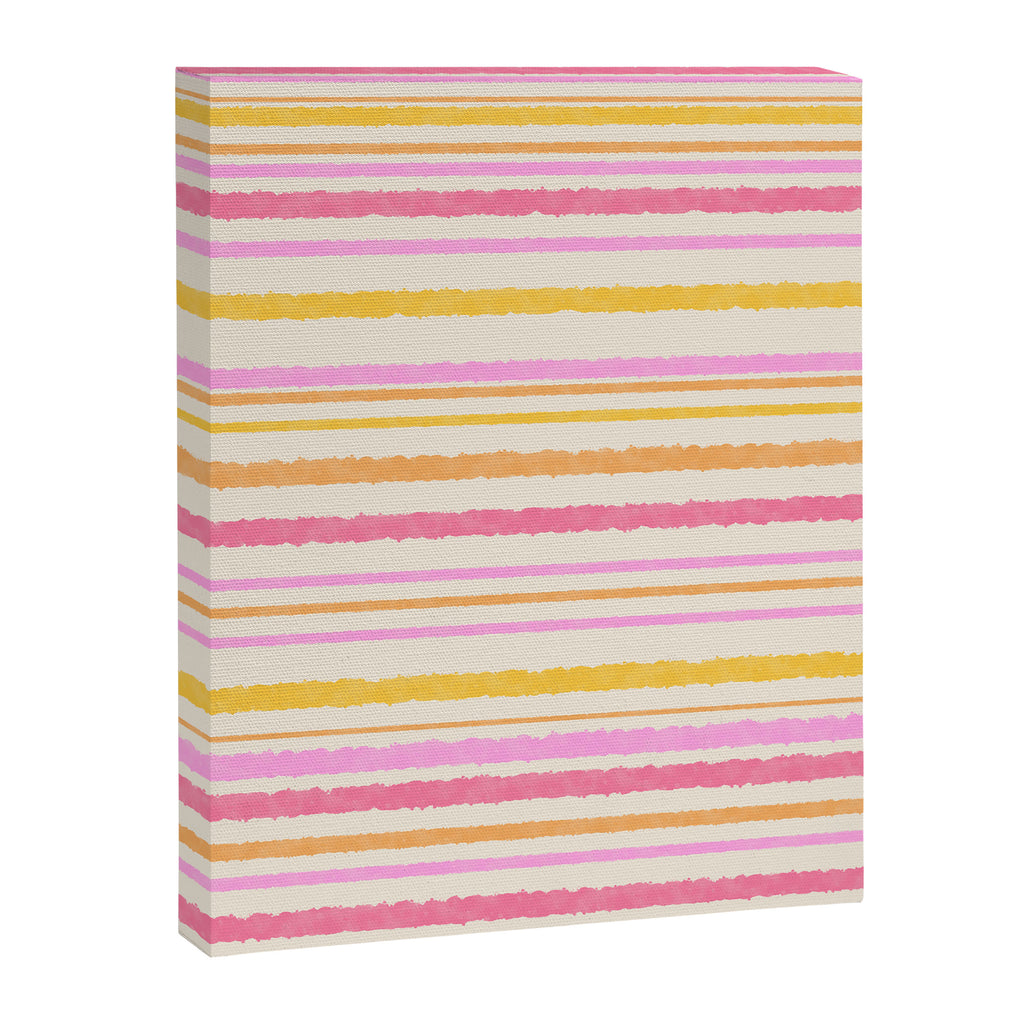 Liquid Summer Watercolor Stripes Pattern Pink Yellow Orange Cream Canvas Print Gallery Image 8