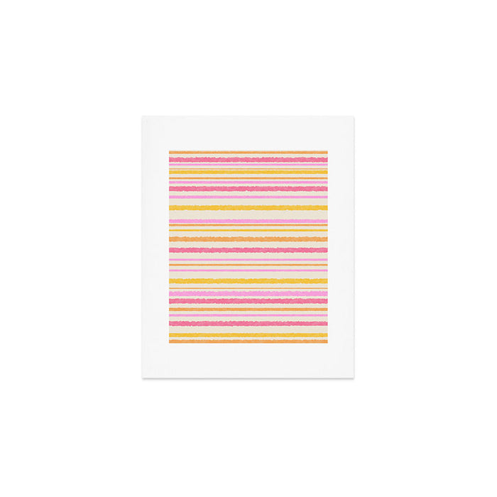 Liquid Summer Watercolor Stripes Pattern Pink Yellow Orange Cream Art Print Gallery Image 1