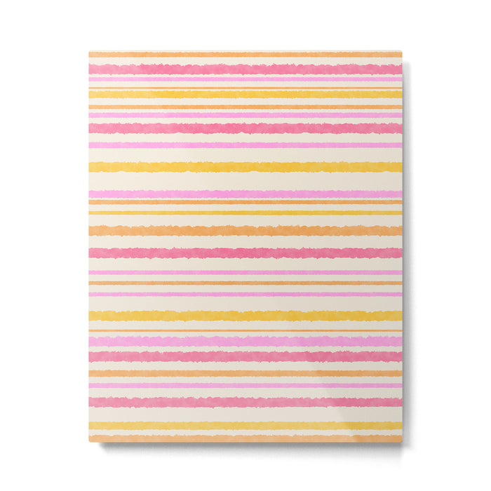 Liquid Summer Watercolor Stripes Pattern Pink Yellow Orange Cream Metal Print Gallery Image 1