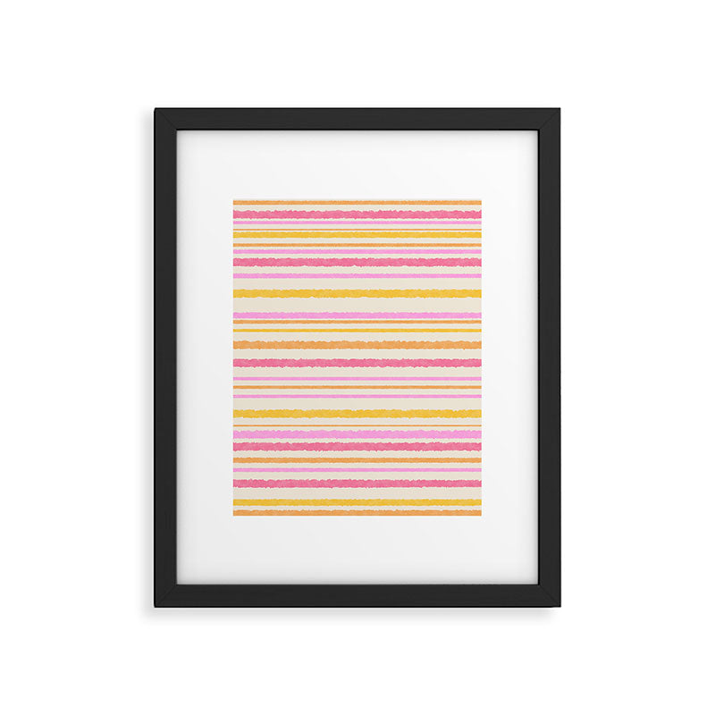 Liquid Summer Watercolor Stripes Pattern Pink Yellow Orange Cream Framed Art Print Gallery Image 6