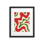 Liquid Swirl Abstract Christmas Pattern Square in Retro Red Green Cream  Framed Art Print Gallery Image 6