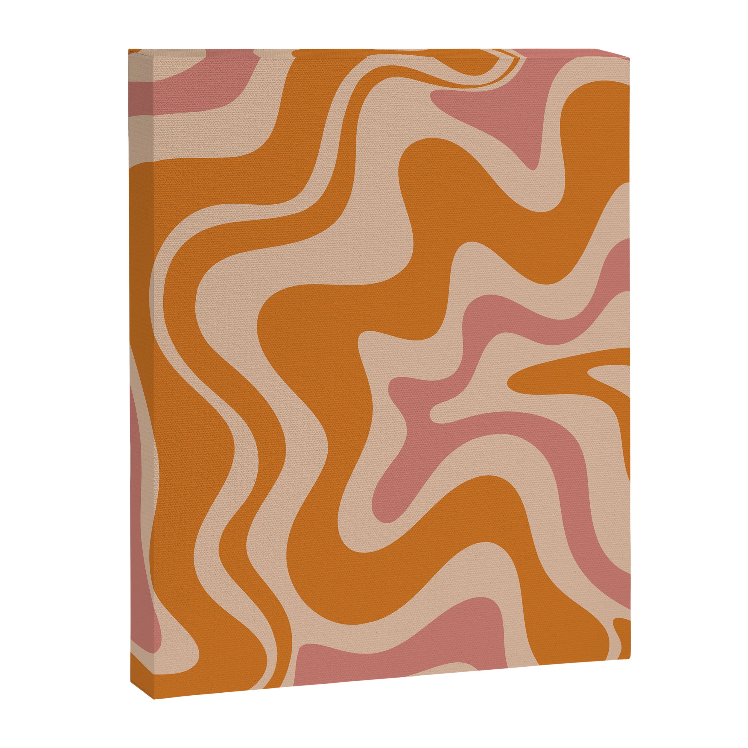 Liquid Swirl Abstract in Late Summer Orange and Pink Canvas Print Gallery Image 6