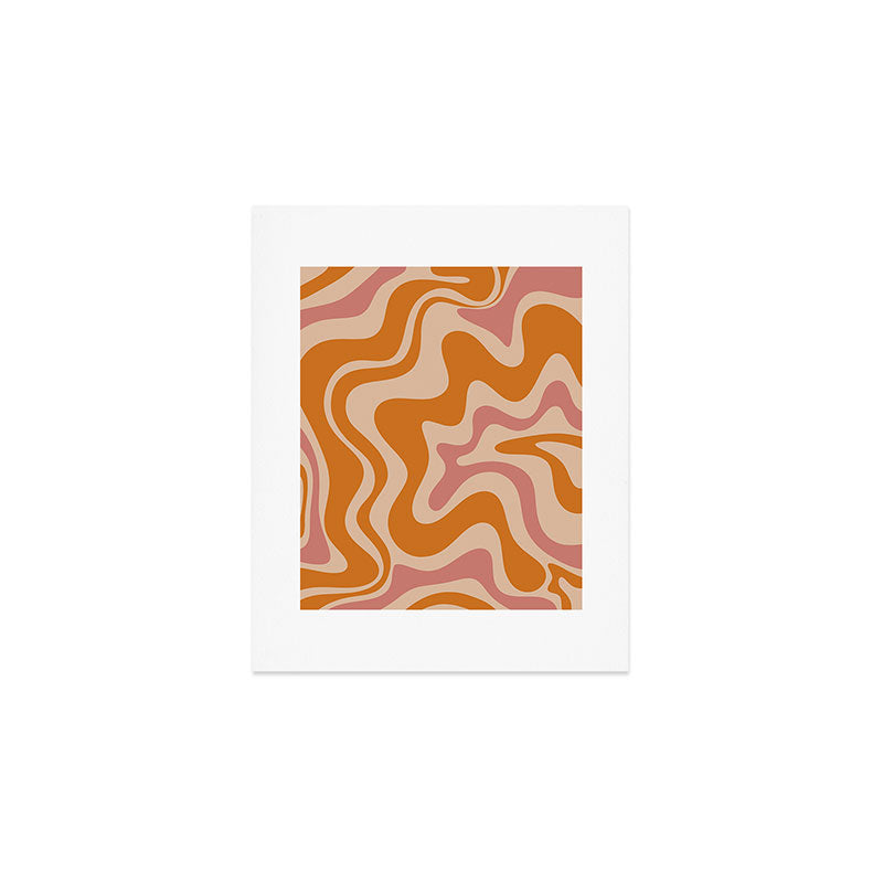 Liquid Swirl Abstract in Late Summer Orange and Pink Art Print Gallery Image 1