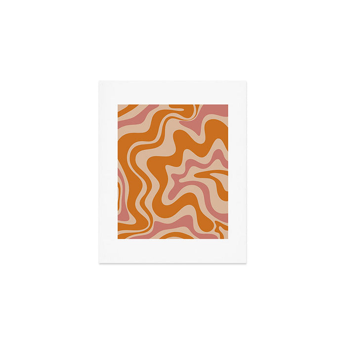 Liquid Swirl Abstract in Late Summer Orange and Pink Art Print Gallery Image 1