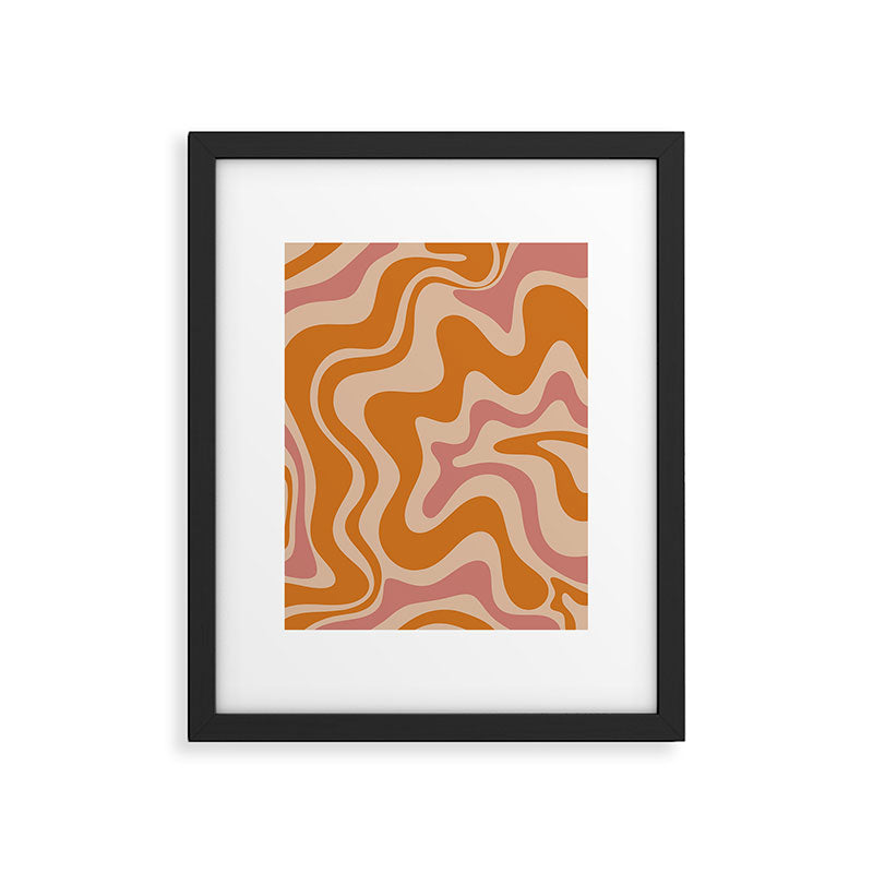Liquid Swirl Abstract in Late Summer Orange and Pink Framed Art Print Gallery Image 5