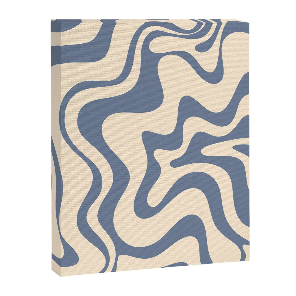 Liquid Swirl Abstract in Stone Blue and Cream  Canvas Print Gallery Image 6