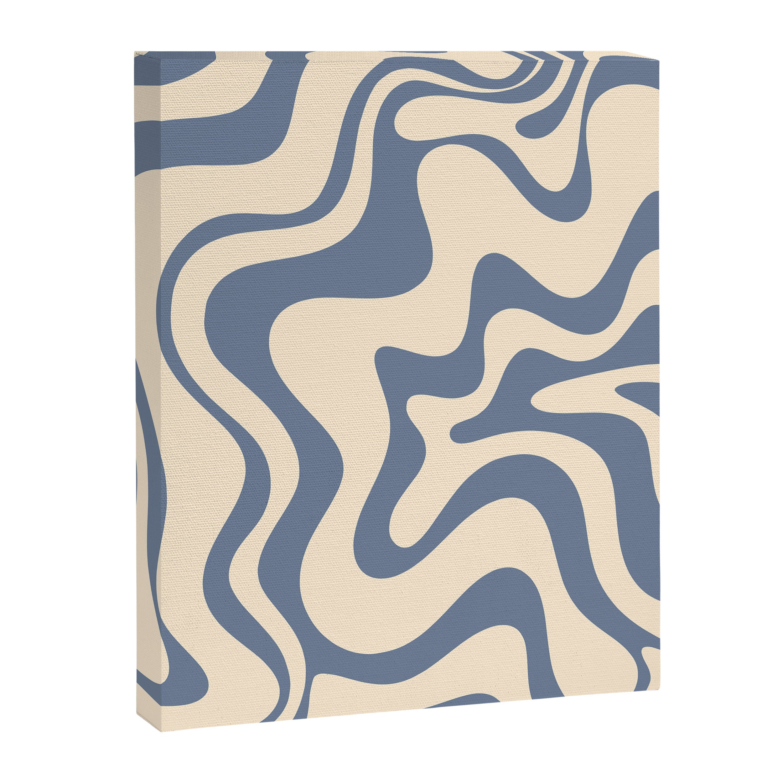 Liquid Swirl Abstract in Stone Blue and Cream  Canvas Print Gallery Image 6