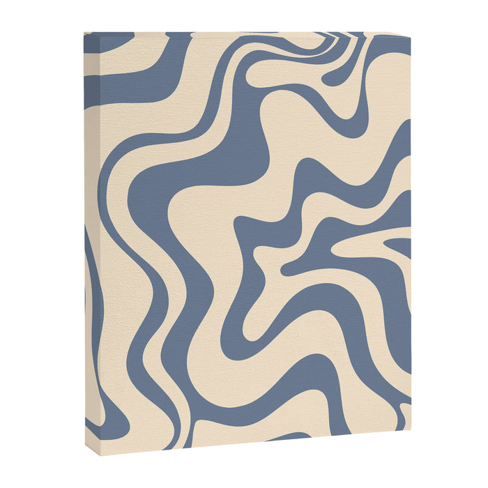 Liquid Swirl Abstract in Stone Blue and Cream  Canvas Print Gallery Image 1