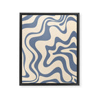 Liquid Swirl Abstract in Stone Blue and Cream  Framed Canvas Print Gallery Image 6