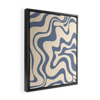 Liquid Swirl Abstract in Stone Blue and Cream  Framed Canvas Print Gallery Image 2