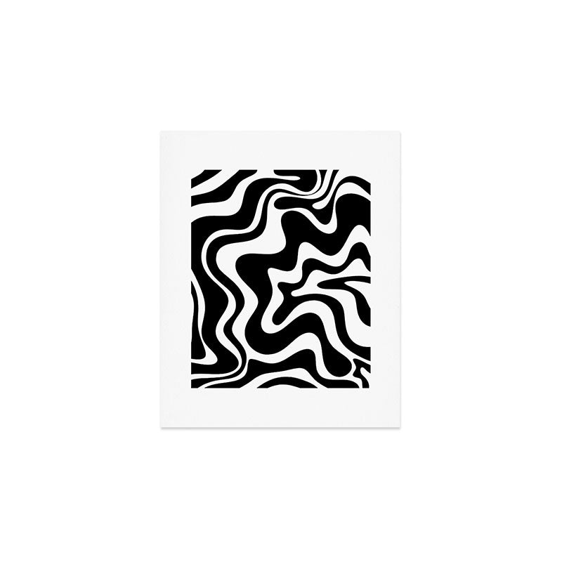 Liquid Swirl Abstract Pattern in Black and White Art Print Gallery Image 1
