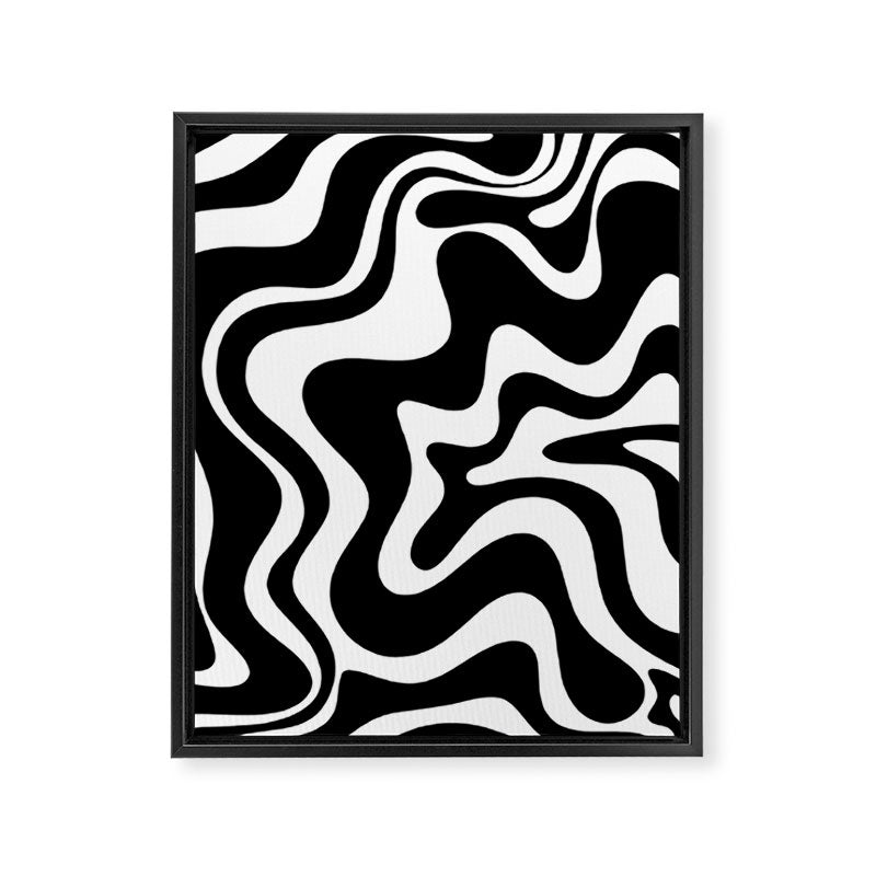 Liquid Swirl Abstract Pattern in Black and White Framed Canvas Print Gallery Image 6