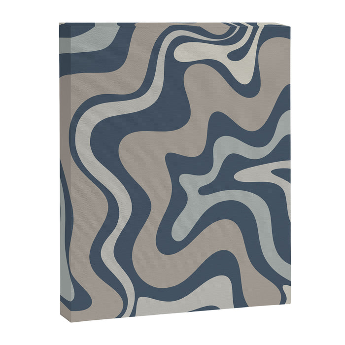 Liquid Swirl Abstract Pattern in Blue Gray Canvas Print Gallery Image 1