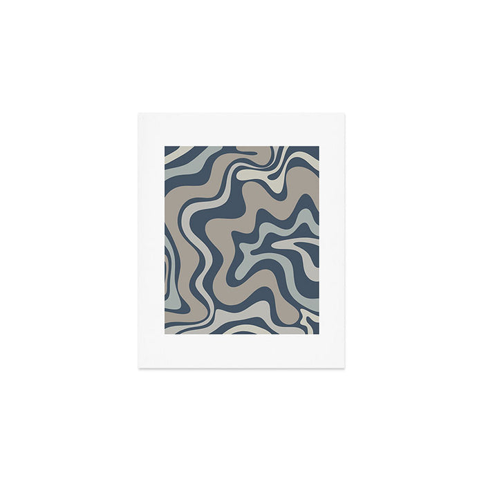 Liquid Swirl Abstract Pattern in Blue Gray Art Print Gallery Image 1