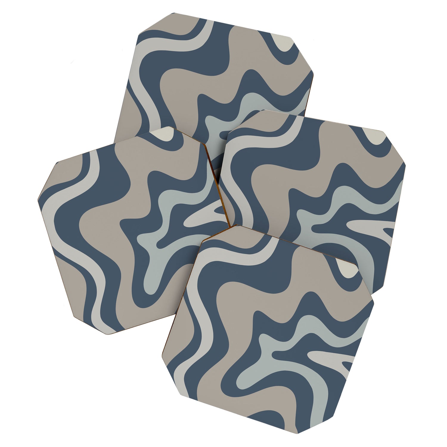 Liquid Swirl Abstract Pattern in Blue Gray Coaster Gallery Image 1