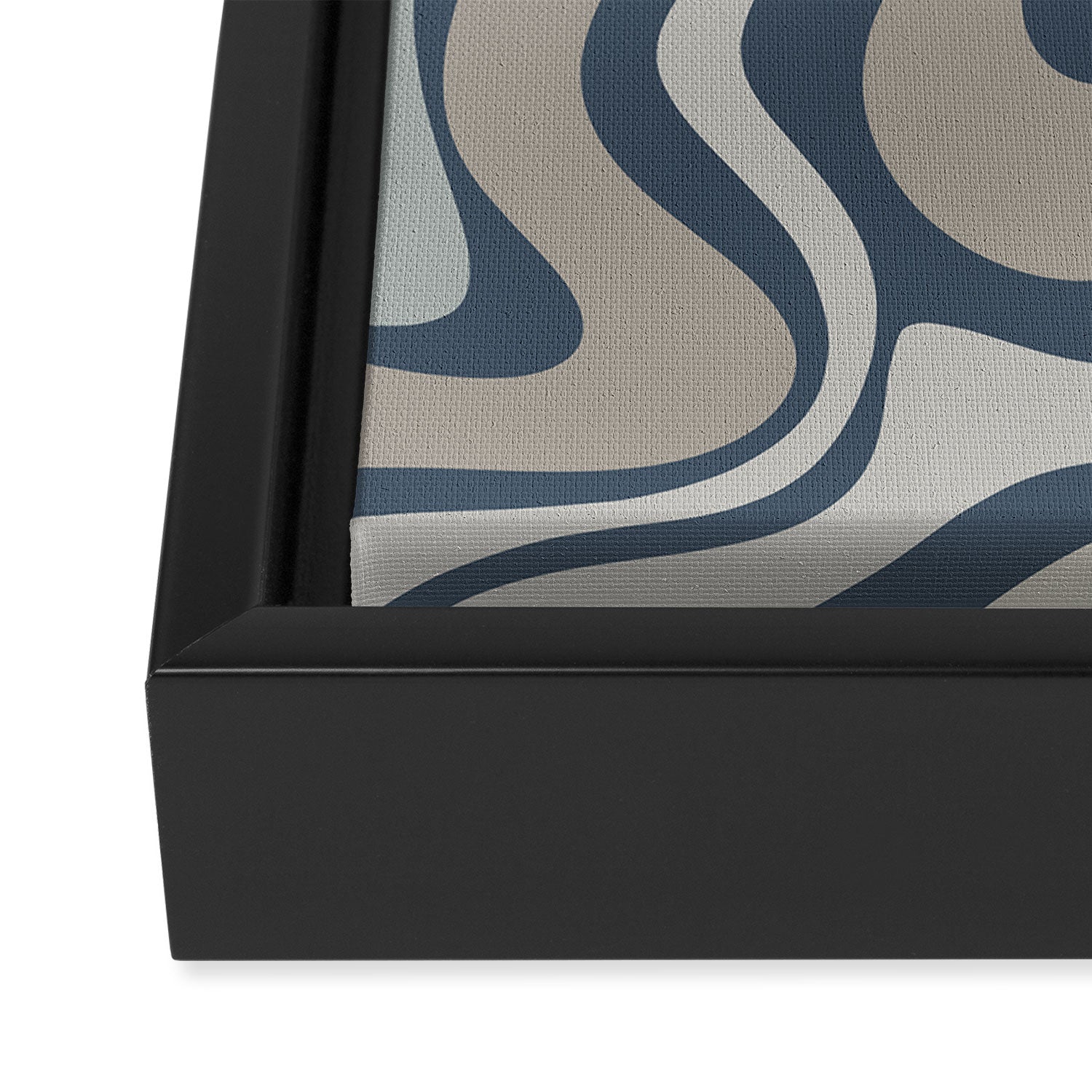 Liquid Swirl Abstract Pattern in Blue Gray Framed Canvas Print Gallery Image 3