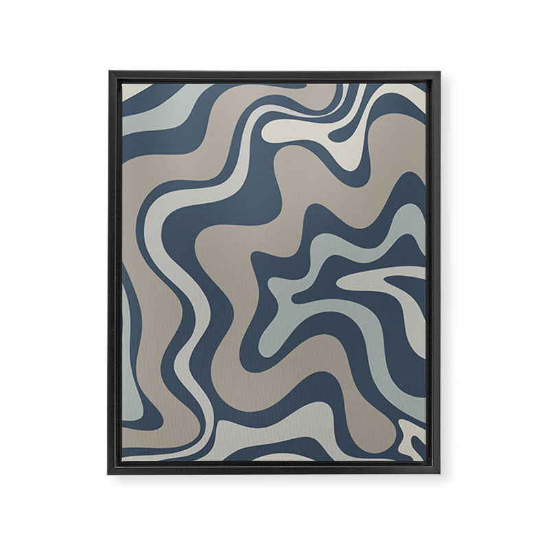 Liquid Swirl Abstract Pattern in Blue Gray Framed Canvas Print Gallery Image 6