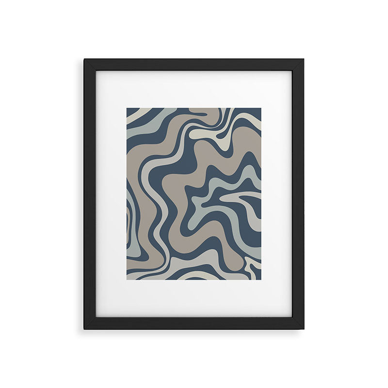 Liquid Swirl Abstract Pattern in Blue Gray Framed Art Print Gallery Image 5