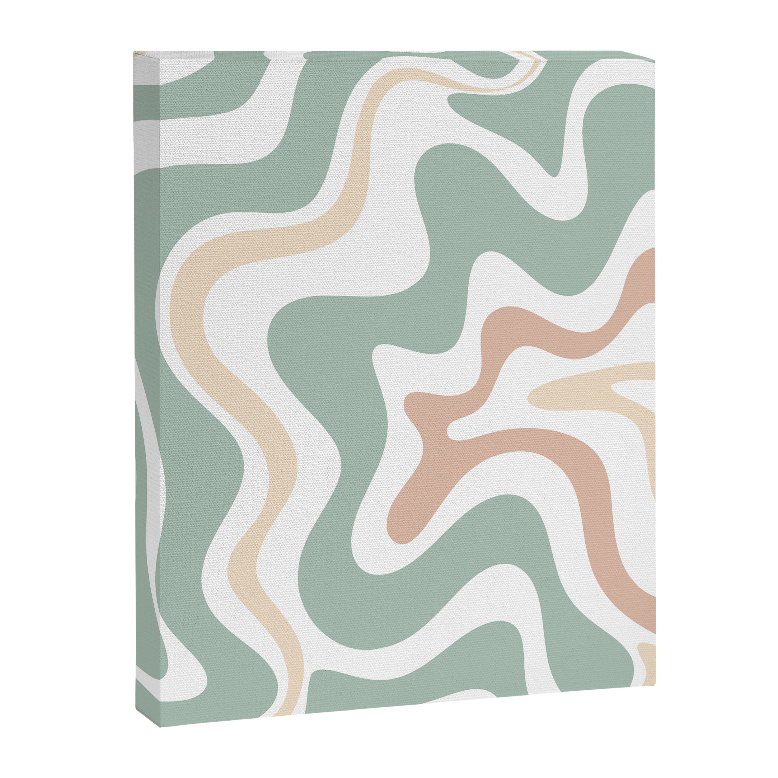 Liquid Swirl Abstract Pattern in Celadon Sage Canvas Print Gallery Image 6