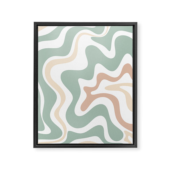Liquid Swirl Abstract Pattern in Celadon Sage Framed Canvas Print Gallery Image 1