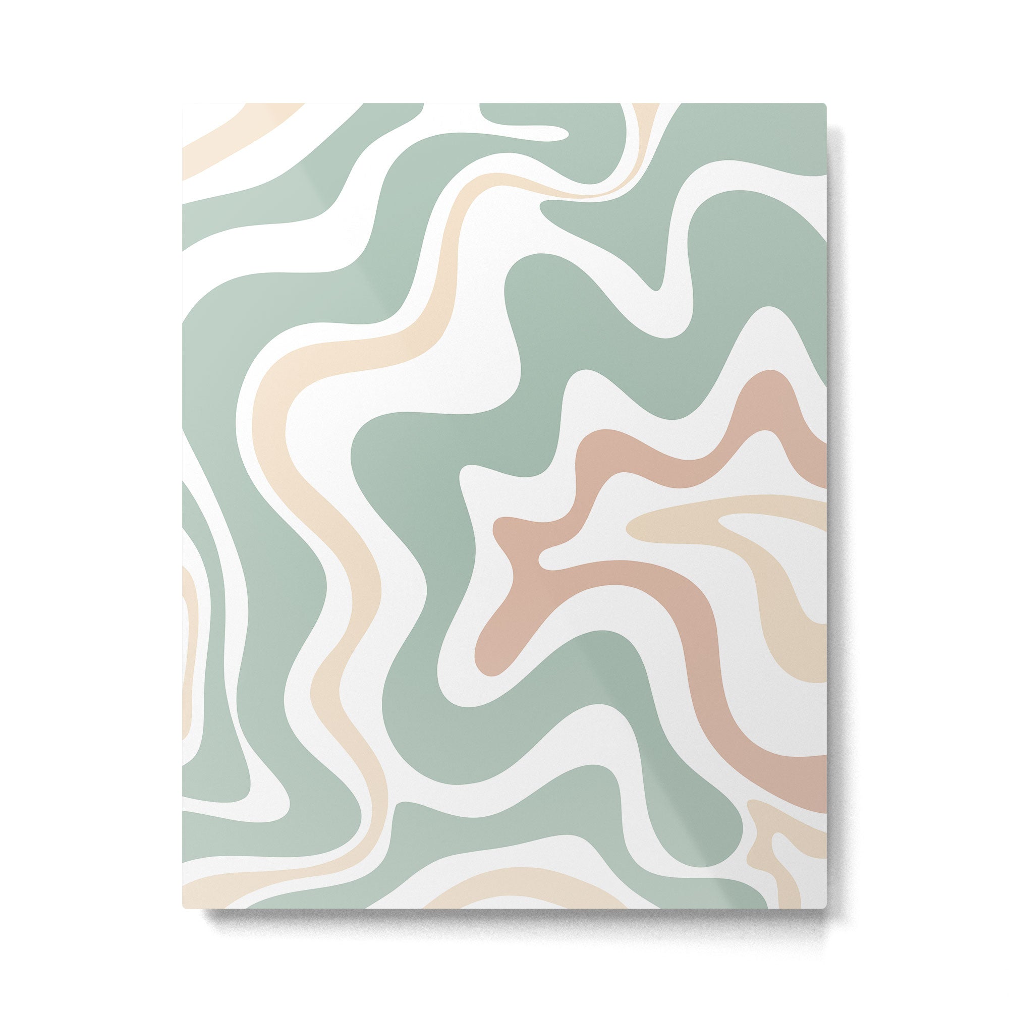 Liquid Swirl Abstract Pattern in Celadon Sage Metal Print Gallery Image 4